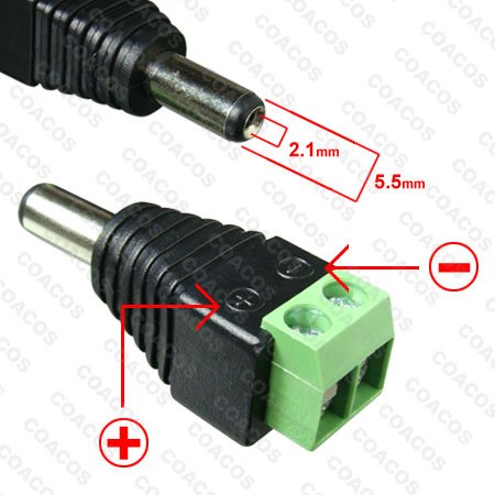 DC Power Jack Connector - Male CCTV 12v CABLE ADAPTOR PLUG CCTV - Click Image to Close